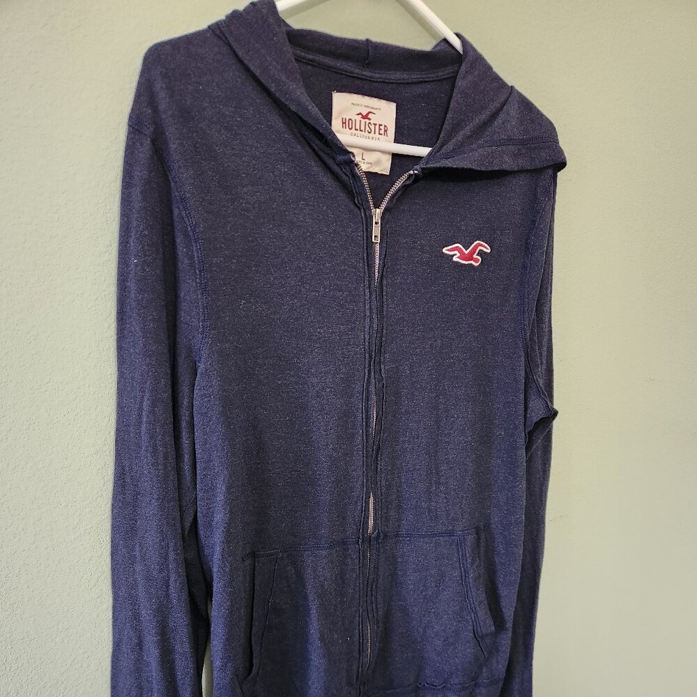 Hollister Sweatshirts Hoodie Navy Made in the USA, Size L - Picture 7 of 8